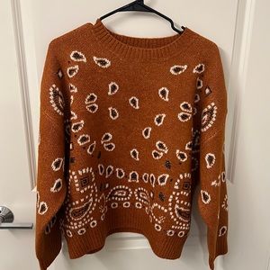 Burnt orange paisley sweater. Size medium. Vici